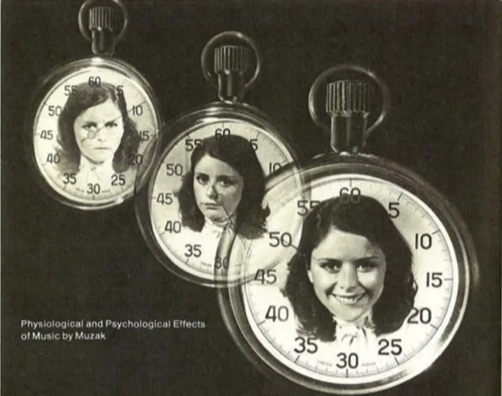 An ad showing how Muzak generates workplace smiles